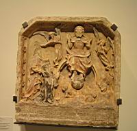 Monument funeraire de 2 religieuses de l'Abbaye d'Etrun (calcaire peint, Artois, v 1425) (3)